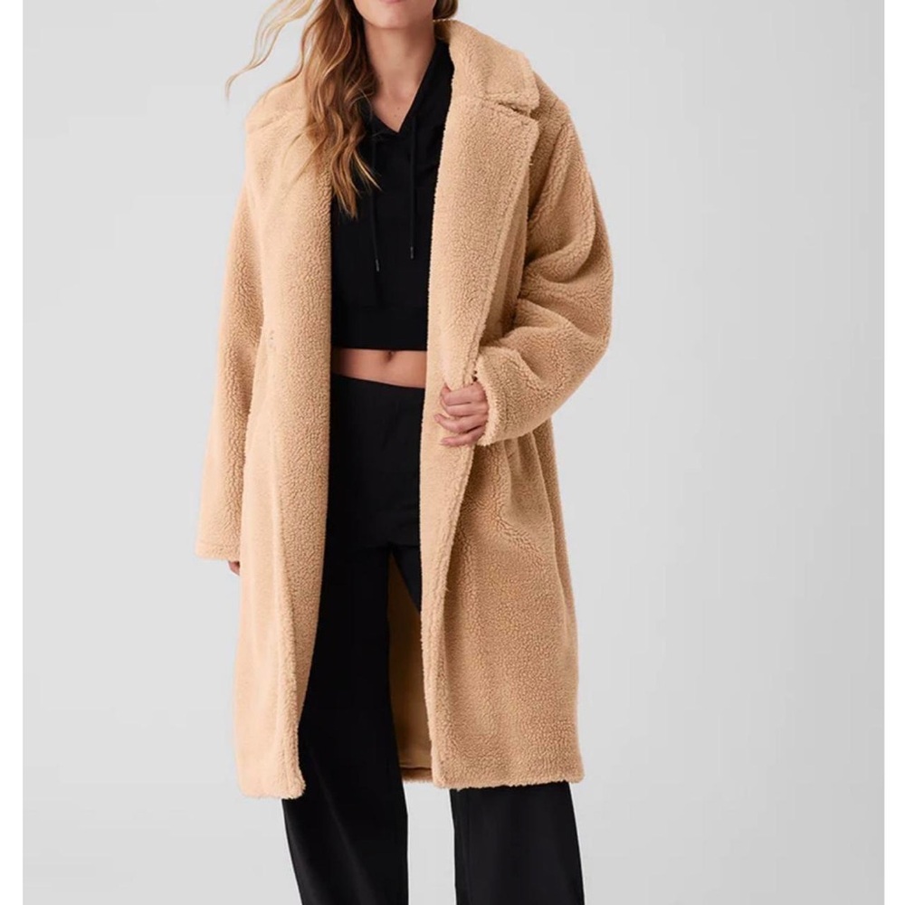 ALO Yoga Tan Teddy Faux-Shearling Trench Coat